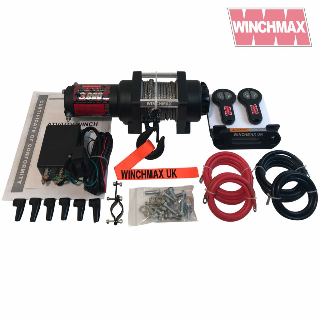 Winchmax vadfelhúzó csörlő Fekete, 12V 1.4 tonnás, drótköteles
